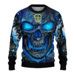 Leeds United Skull Intensity Blue Black Sweater Best Selling