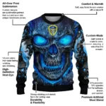 Leeds United Skull Intensity Blue Black Sweater Best Selling