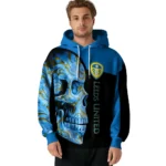 Leeds United Skull Motif Blue Black Hoodie Best Selling