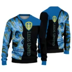 Leeds United Skull Swirl Blue Black Sweater Best Selling
