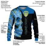 Leeds United Skull Swirl Blue Black Sweater Best Selling