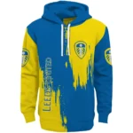 Leeds United Splatter Effect Blue Hoodie Best Selling