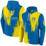Leeds United Splatter Effect Blue Hoodie Best Selling