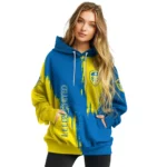 Leeds United Splatter Effect Blue Hoodie Best Selling
