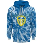 Leeds United Tie Dye Pattern Blue Hoodie Best Selling