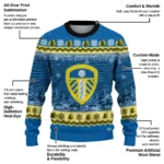 Leeds United Tree Pattern Blue Sweater Best Selling