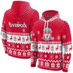Liverpool Reindeer Motif Red Hoodie Best Selling