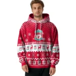 Liverpool Reindeer Motif Red Hoodie Best Selling