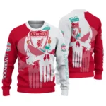 Liverpool Skull Split Red White Sweater Best Selling