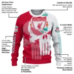 Liverpool Skull Split Red White Sweater Best Selling
