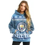 Manchester City Christmas Trees Sky Blue Hoodie Best Selling