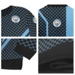 Manchester City Circles Mesh Sky Blue Black Sweater Best Selling