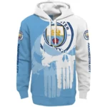 Manchester City Graphic Punisher Sky Blue White Hoodie Best Selling