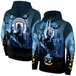 Manchester City Halloween Vibes Sky Blue Black Hoodie Best Selling