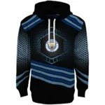 Manchester City Hexagonal Pattern Sky Blue Black Hoodie Best Selling