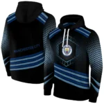 Manchester City Hexagonal Pattern Sky Blue Black Hoodie Best Selling