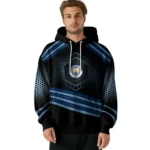 Manchester City Hexagonal Pattern Sky Blue Black Hoodie Best Selling