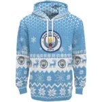 Manchester City Reindeer Motif Sky Blue Hoodie Best Selling