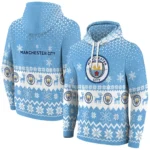 Manchester City Reindeer Motif Sky Blue Hoodie Best Selling