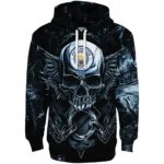 Manchester City Skull Artwork Sky Blue Black Hoodie Best Selling