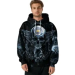 Manchester City Skull Artwork Sky Blue Black Hoodie Best Selling
