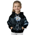Manchester City Skull Artwork Sky Blue Black Hoodie Best Selling