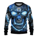 Manchester City Skull Intensity Sky Blue Black Sweater Best Selling