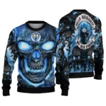 Manchester City Skull Intensity Sky Blue Black Sweater Best Selling