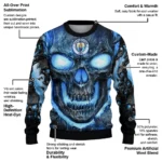 Manchester City Skull Intensity Sky Blue Black Sweater Best Selling