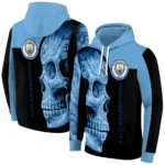 Manchester City Skull Motif Sky Blue Black Hoodie Best Selling