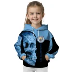 Manchester City Skull Motif Sky Blue Black Hoodie Best Selling