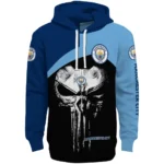 Manchester City Skull Punisher Black Hoodie Best Selling