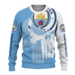 Manchester City Skull Split Sky Blue White Sweater Best Selling