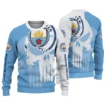 Manchester City Skull Split Sky Blue White Sweater Best Selling