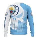 Manchester City Skull Split Sky Blue White Sweater Best Selling
