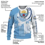 Manchester City Skull Split Sky Blue White Sweater Best Selling