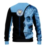 Manchester City Skull Swirl Sky Blue Black Sweater Best Selling