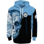 Manchester City Sugar Skull Sky Blue Black Hoodie Best Selling