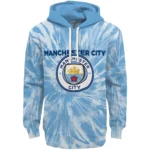 Manchester City Tie Dye Pattern Sky Blue Hoodie Best Selling