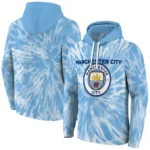 Manchester City Tie Dye Pattern Sky Blue Hoodie Best Selling
