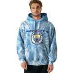 Manchester City Tie Dye Pattern Sky Blue Hoodie Best Selling