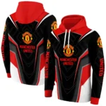 Manchester United Futuristic Pattern Red Black Hoodie Best Selling