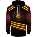 Manchester United Hexagonal Pattern Red Black Hoodie Best Selling