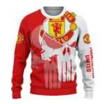 Manchester United Skull Split Red White Sweater Best Selling