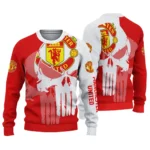 Manchester United Skull Split Red White Sweater Best Selling