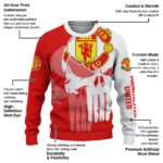 Manchester United Skull Split Red White Sweater Best Selling
