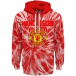 Manchester United Tie Dye Pattern Red Hoodie Best Selling