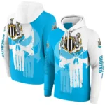 Newcastle United Graphic Punisher Blue White Hoodie Best Selling