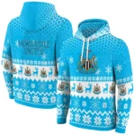 Newcastle United Reindeer Motif Blue Hoodie Best Selling