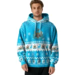 Newcastle United Reindeer Motif Blue Hoodie Best Selling